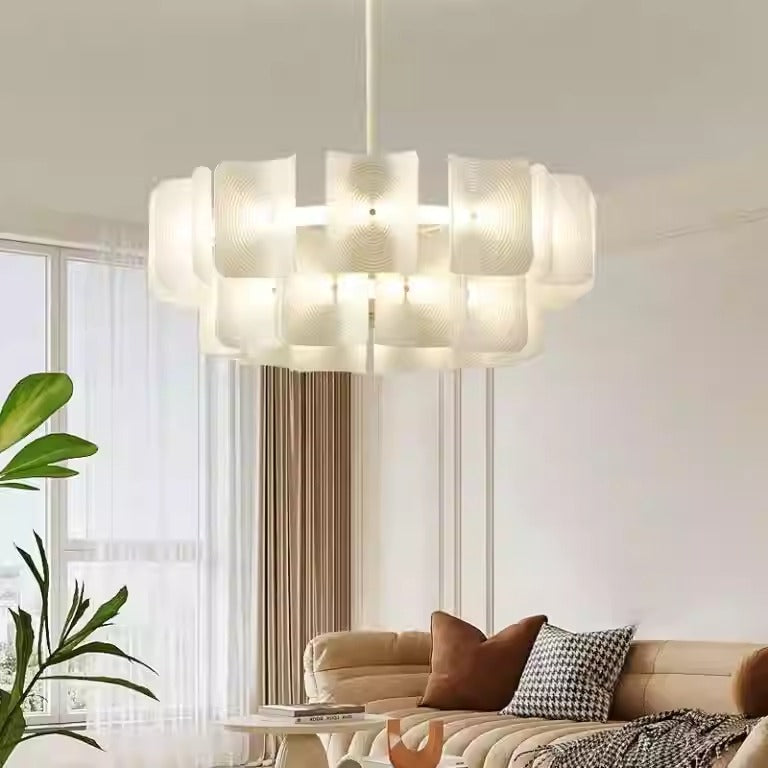 Elegant Traditional Japanese Aluminum Dome LED Chandelier for Living Room