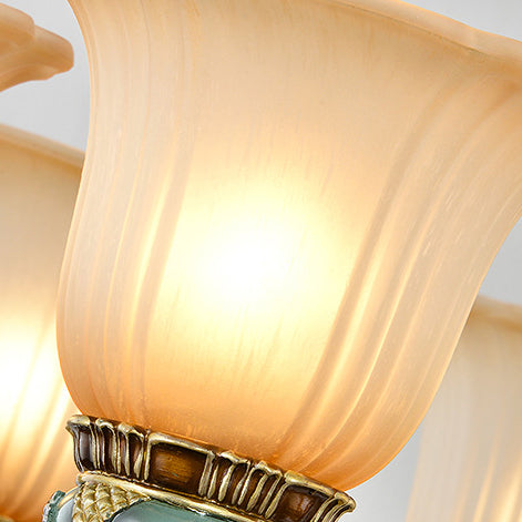 European Floral Resin & Glass Petal Chandeliers for Living Room Decor