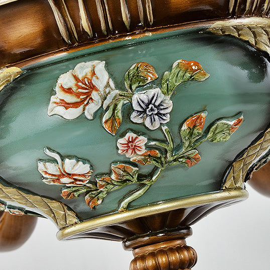 European Floral Resin & Glass Petal Chandeliers for Living Room Decor