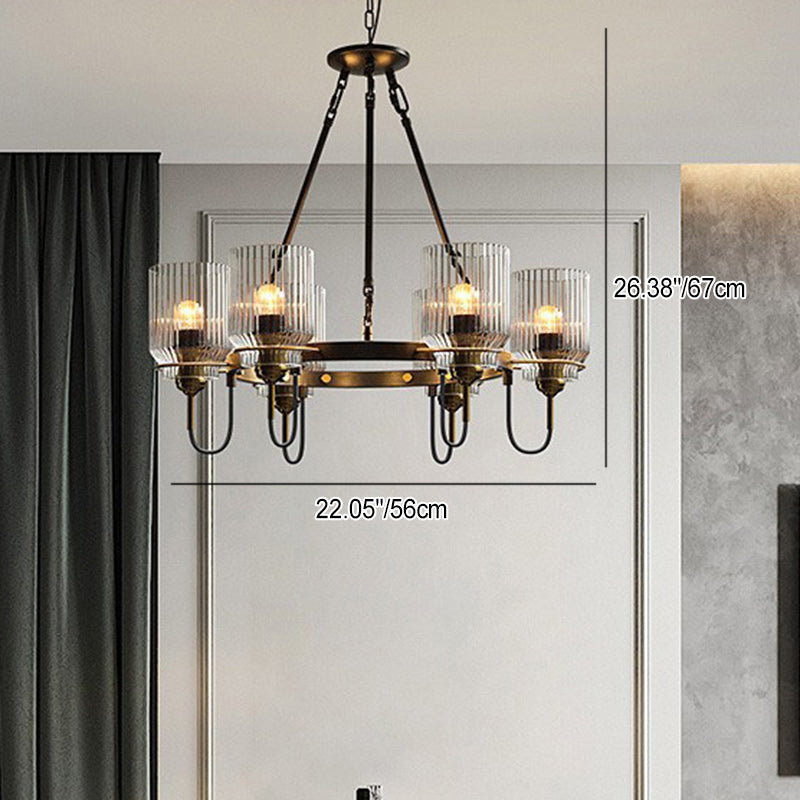 Modern Industrial Transparent Glass Cylinder Chandelier for Living Room