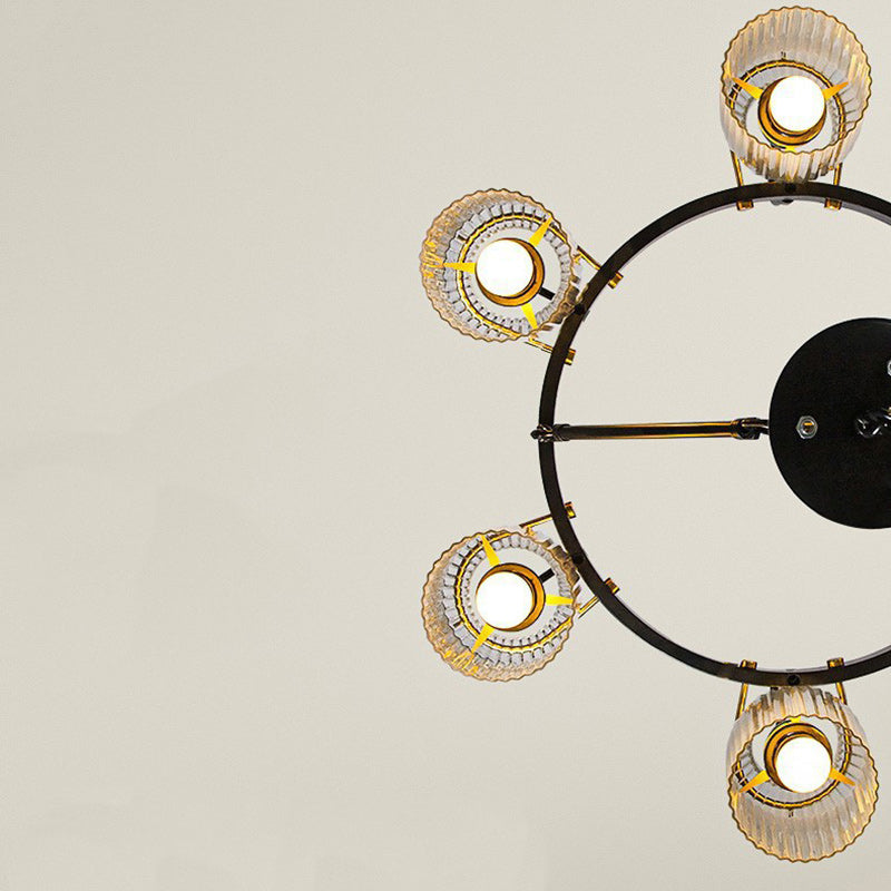 Modern Industrial Transparent Glass Cylinder Chandelier for Living Room