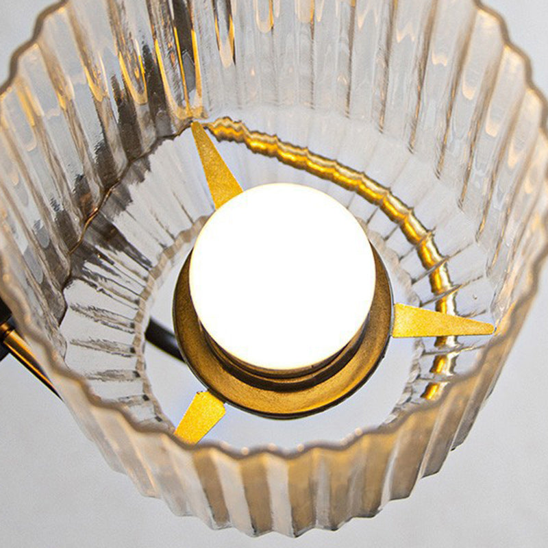 Modern Industrial Transparent Glass Cylinder Chandelier for Living Room
