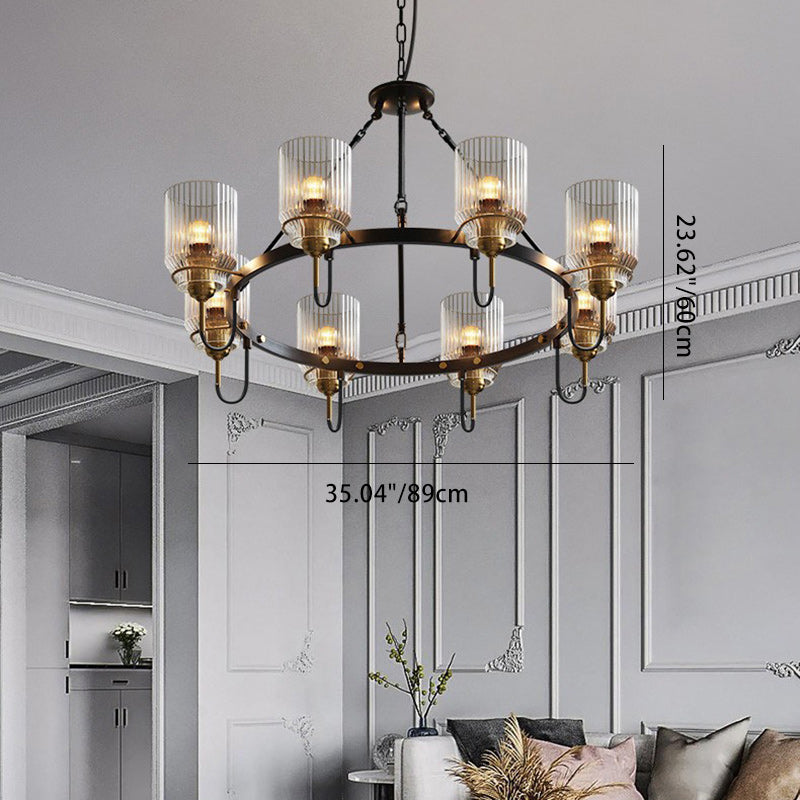 Modern Industrial Transparent Glass Cylinder Chandelier for Living Room