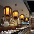 Traditional Pine Imitation Sheepskin Lantern Chandelier for Dining Room