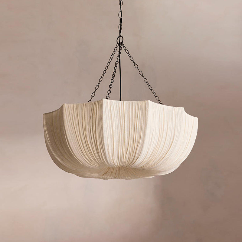 Elegant French Fabric Petal Semi-Circular Iron Chandelier for Dining Room