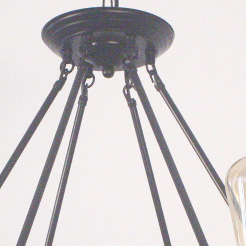 Rustic Farmhouse Hemp Rope Round Chandelier with Iron Hardware for Dining Room