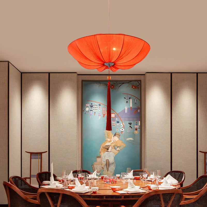 Elegant Lotus Petal Fabric Iron Chandeliers for Dining Room Decor