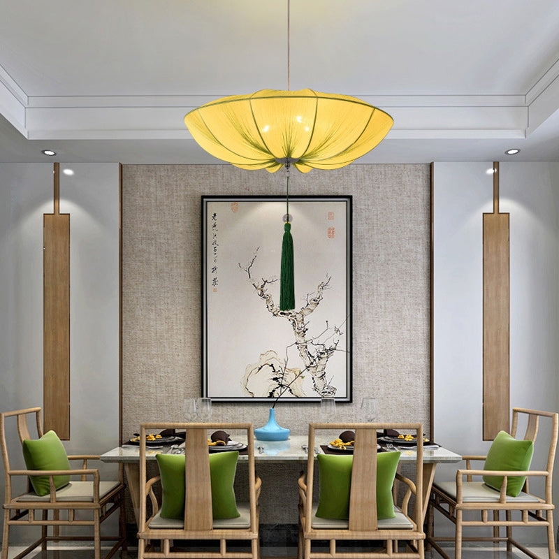 Elegant Lotus Petal Fabric Iron Chandeliers for Dining Room Decor