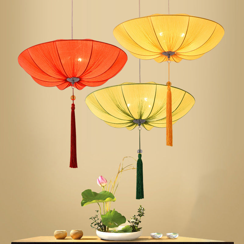 Elegant Lotus Petal Fabric Iron Chandeliers for Dining Room Decor