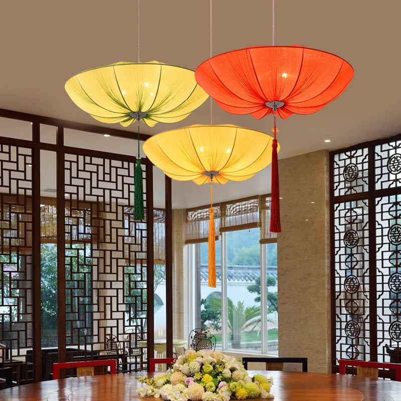 Elegant Lotus Petal Fabric Iron Chandeliers for Dining Room Decor