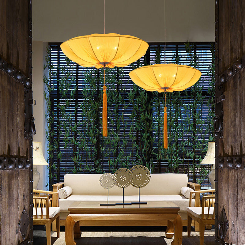 Elegant Lotus Petal Fabric Iron Chandeliers for Dining Room Decor