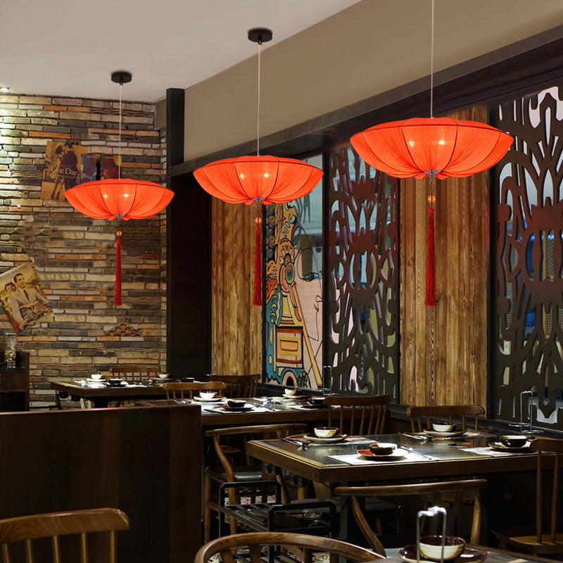 Elegant Lotus Petal Fabric Iron Chandeliers for Dining Room Decor