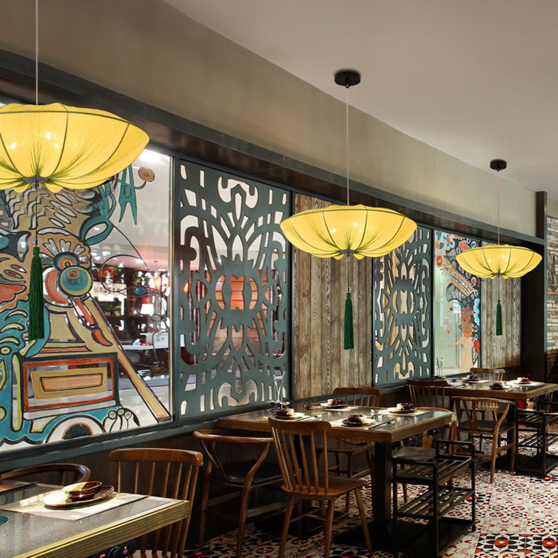 Elegant Lotus Petal Fabric Iron Chandeliers for Dining Room Decor