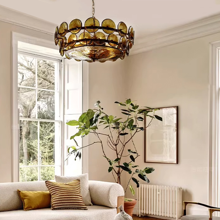 Elegant Iron and Glass French Dome Chandelier for Living Room 8/10 Light