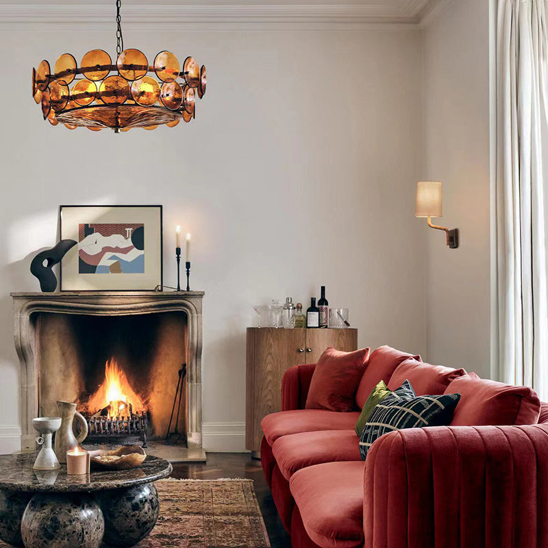 Elegant Iron and Glass French Dome Chandelier for Living Room 8/10 Light