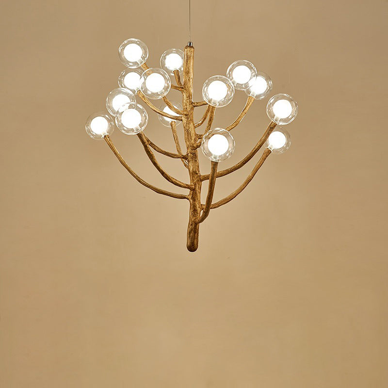 Japanese Dome-Style Glass Orb Chandelier for Dining Room Lighting