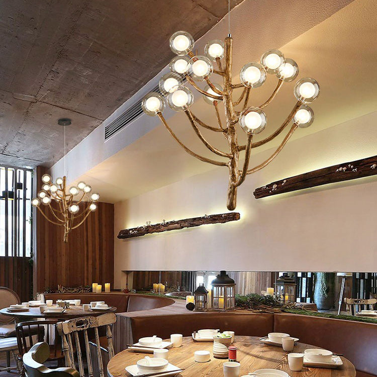 Japanese Dome-Style Glass Orb Chandelier for Dining Room Lighting