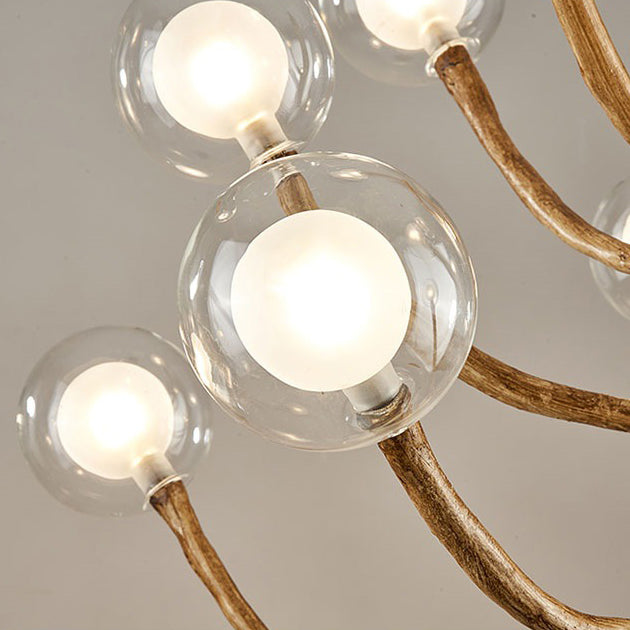 Japanese Dome-Style Glass Orb Chandelier for Dining Room Lighting