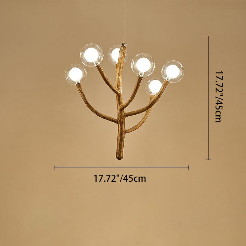 Japanese Dome-Style Glass Orb Chandelier for Dining Room Lighting