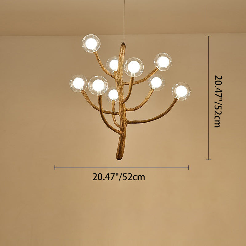 Japanese Dome-Style Glass Orb Chandelier for Dining Room Lighting