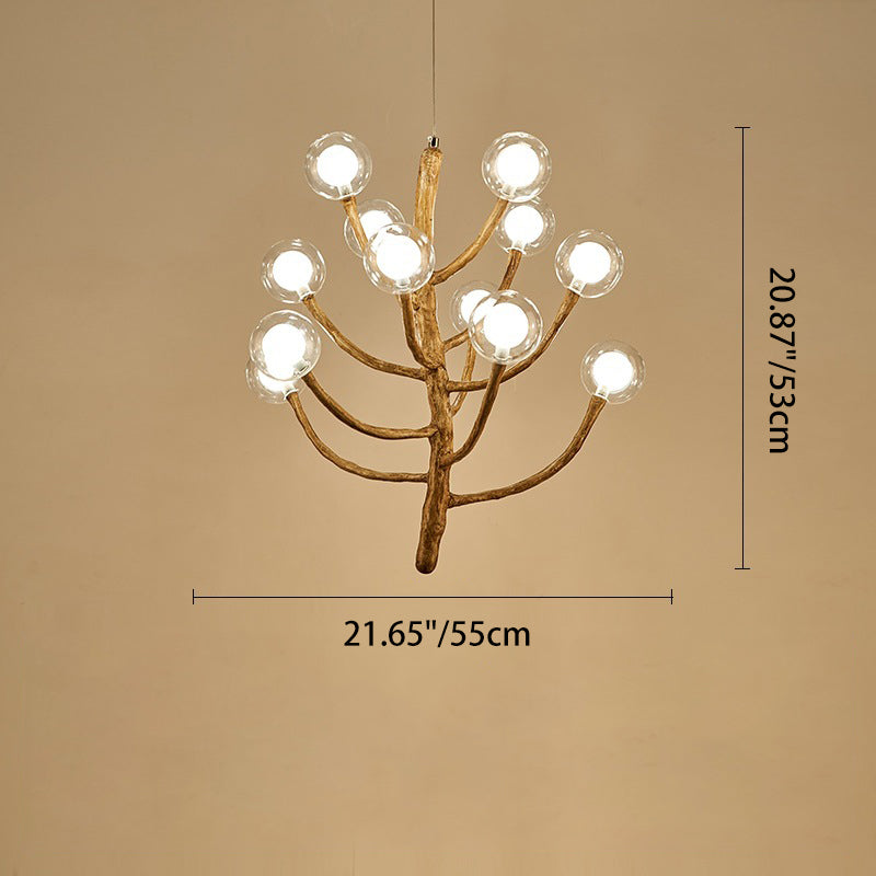 Japanese Dome-Style Glass Orb Chandelier for Dining Room Lighting