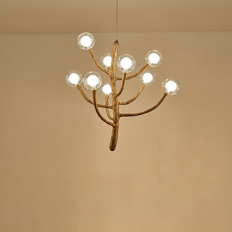 Japanese Dome-Style Glass Orb Chandelier for Dining Room Lighting