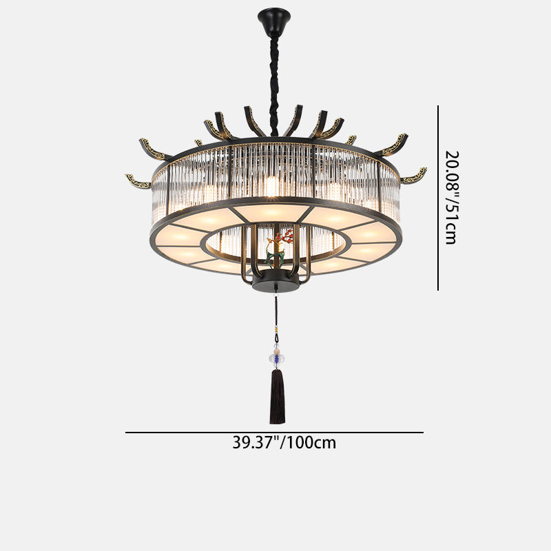 Elegant Traditional Chinese Crystal Iron Chandelier for Dining Room