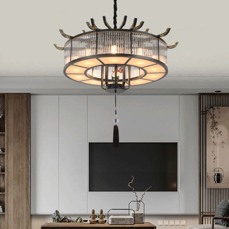 Elegant Traditional Chinese Crystal Iron Chandelier for Dining Room