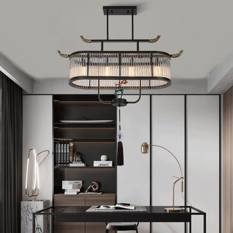 Elegant Traditional Chinese Crystal Iron Chandelier for Dining Room