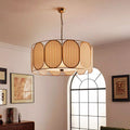 Vintage Floral Fabric 5-Light Chandelier in Striped Design for Living Room