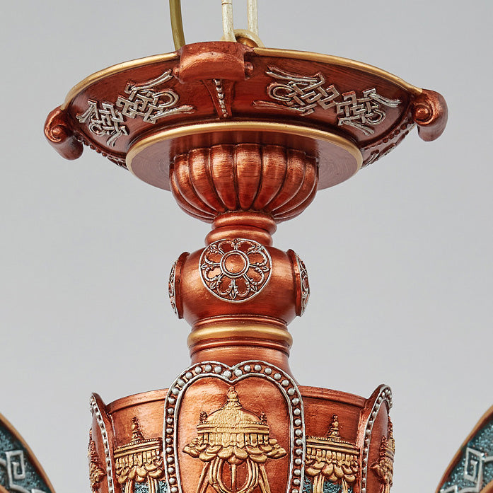 Elegant European Dome Iron Resin Glass Chandelier for Dining Room