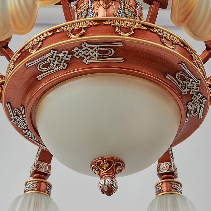 Elegant European Dome Iron Resin Glass Chandelier for Dining Room