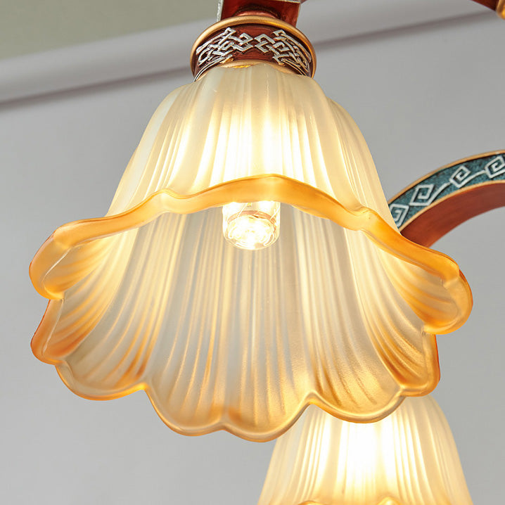 Elegant European Dome Iron Resin Glass Chandelier for Dining Room