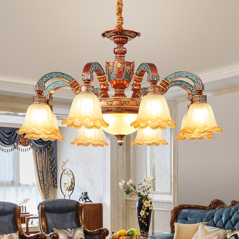 Elegant European Dome Iron Resin Glass Chandelier for Dining Room