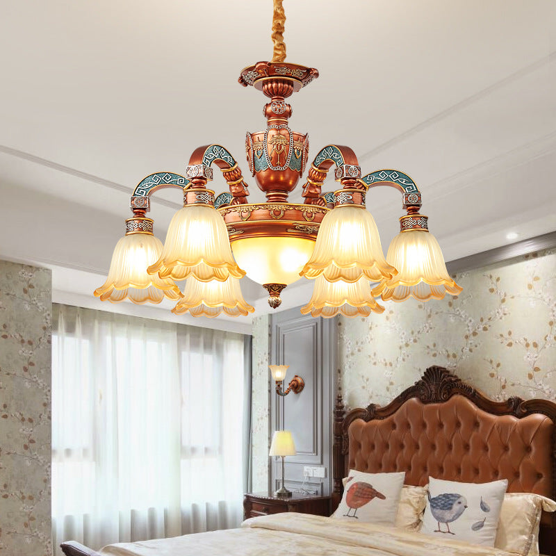 Elegant European Dome Iron Resin Glass Chandelier for Dining Room
