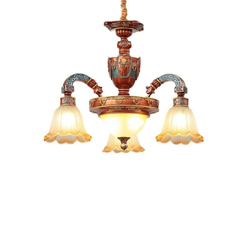 Elegant European Dome Iron Resin Glass Chandelier for Dining Room