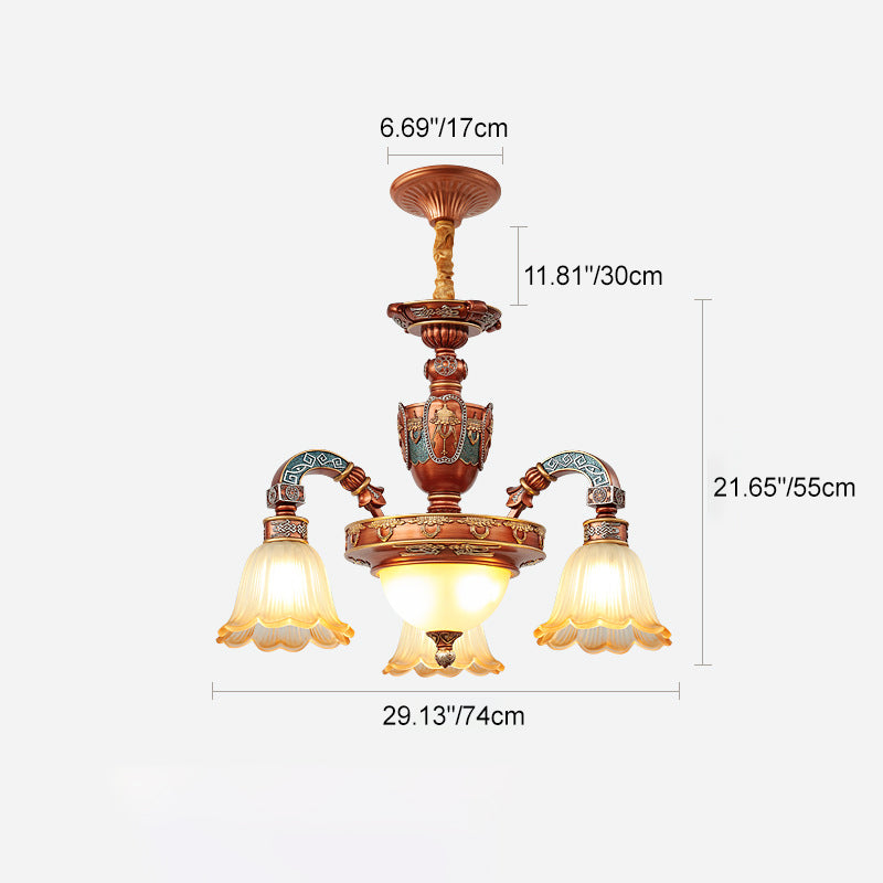 Elegant European Dome Iron Resin Glass Chandelier for Dining Room