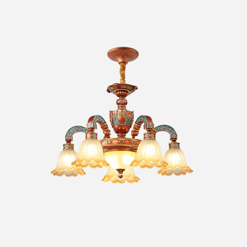 Elegant European Dome Iron Resin Glass Chandelier for Dining Room