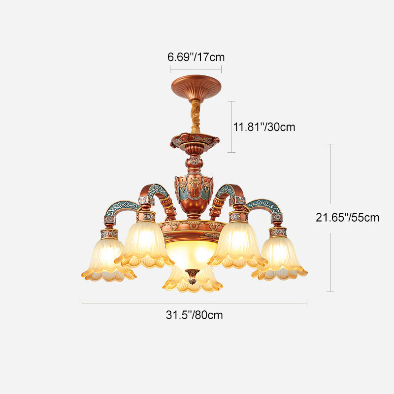 Elegant European Dome Iron Resin Glass Chandelier for Dining Room