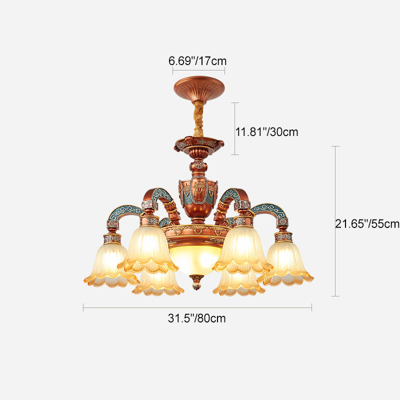 Elegant European Dome Iron Resin Glass Chandelier for Dining Room