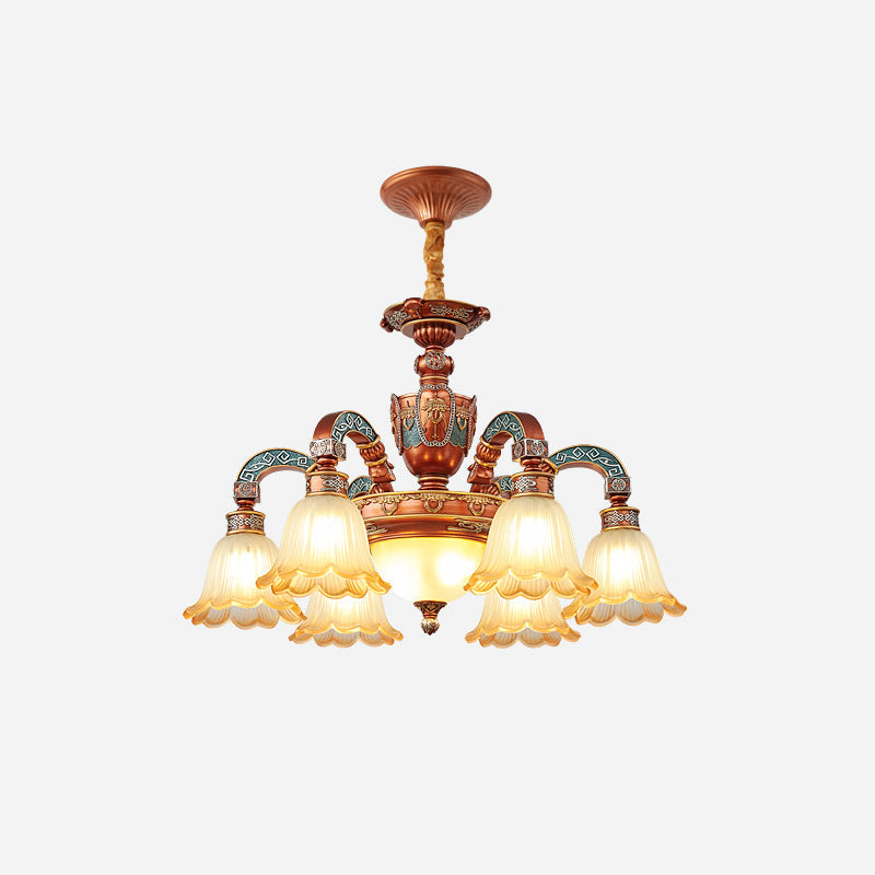 Elegant European Dome Iron Resin Glass Chandelier for Dining Room