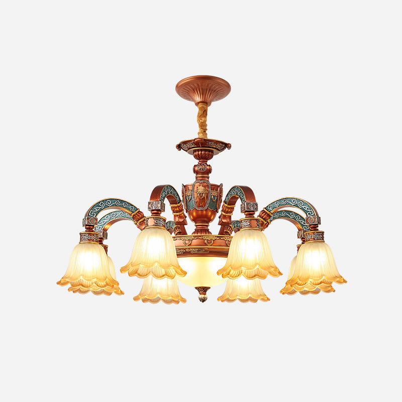 Elegant European Dome Iron Resin Glass Chandelier for Dining Room
