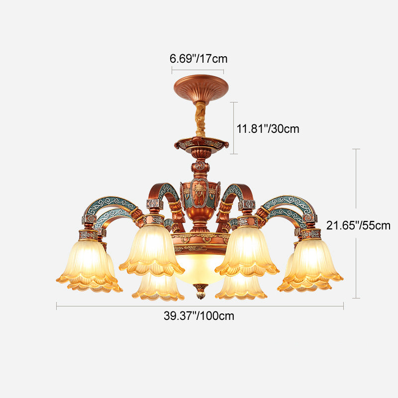 Elegant European Dome Iron Resin Glass Chandelier for Dining Room