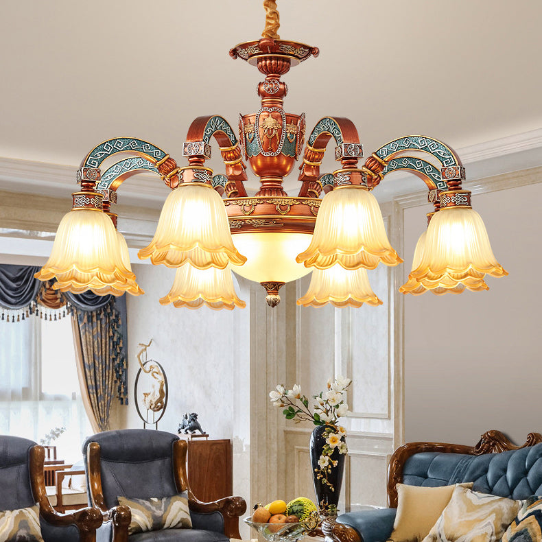 Elegant European Dome Iron Resin Glass Chandelier for Dining Room