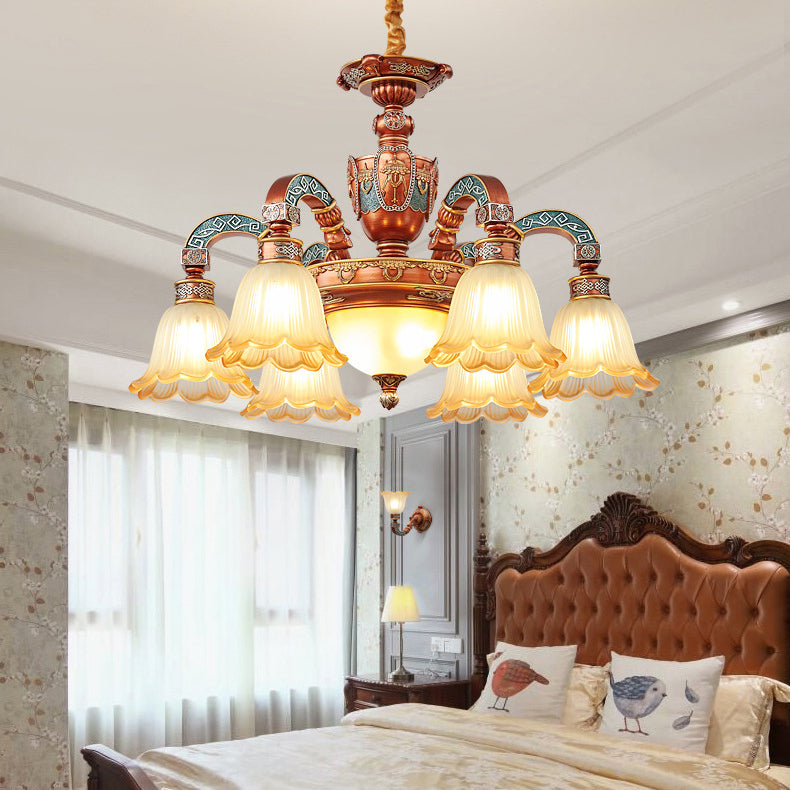 Elegant European Dome Iron Resin Glass Chandelier for Dining Room