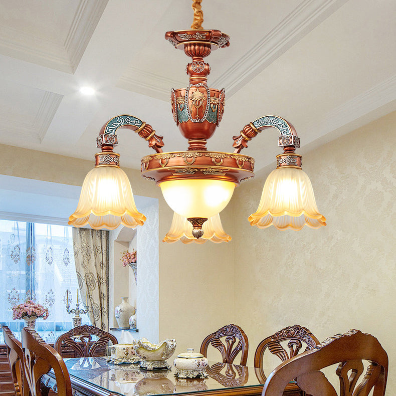 Elegant European Dome Iron Resin Glass Chandelier for Dining Room