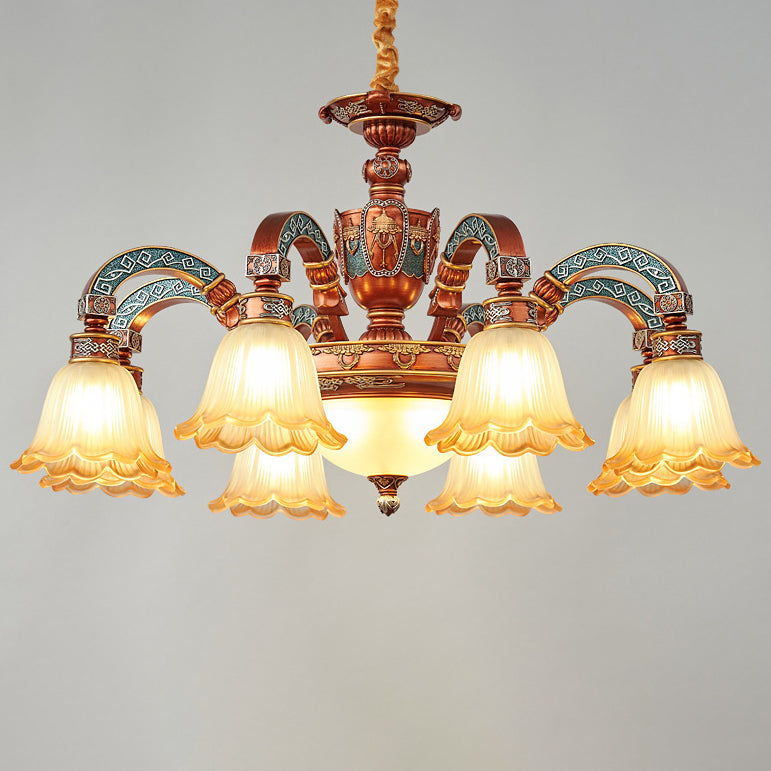 Elegant European Dome Iron Resin Glass Chandelier for Dining Room
