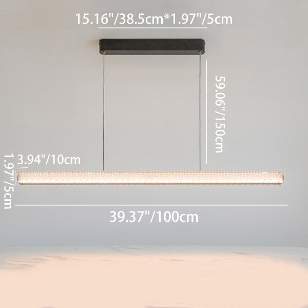 Sleek Aluminum Acrylic Linear LED Chandelier for Dining Room Island