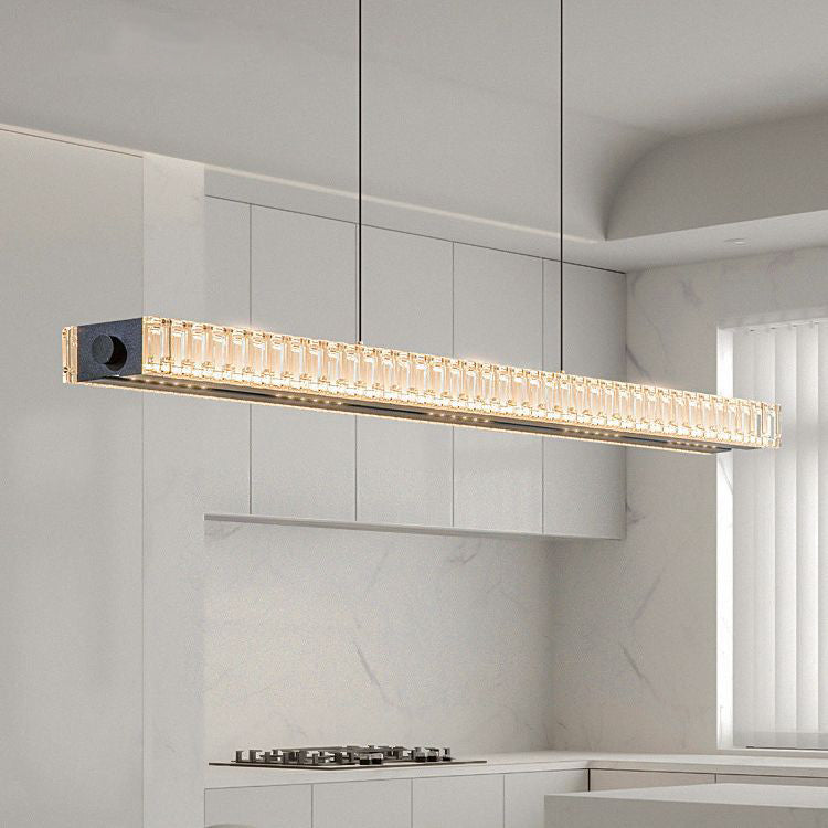 Sleek Aluminum Acrylic Linear LED Chandelier for Dining Room Island