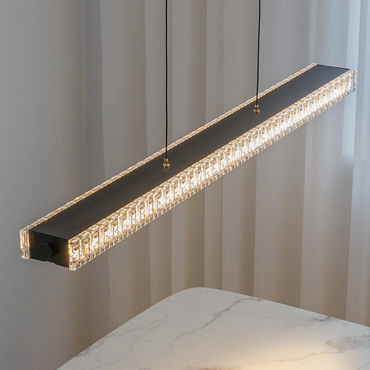 Sleek Aluminum Acrylic Linear LED Chandelier for Dining Room Island